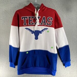 Texas Hoodie Adult Small Red White Blue Pullover Thrashed Stained Wear Code